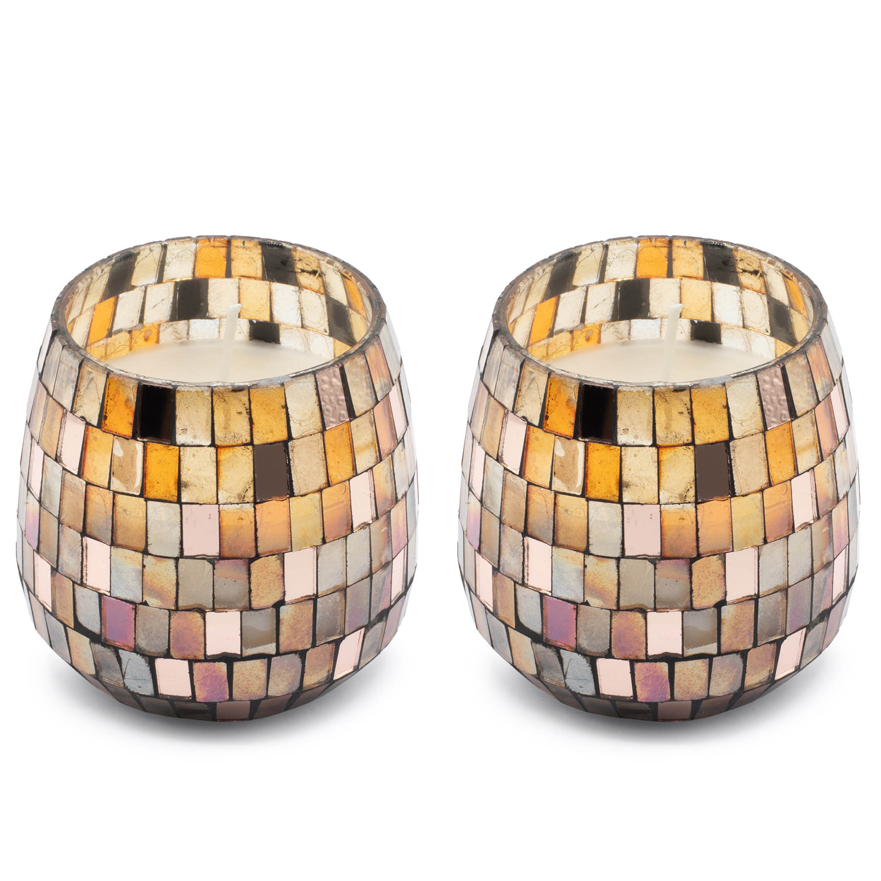 Medium Amber Mosaic Glass Jar Candle5