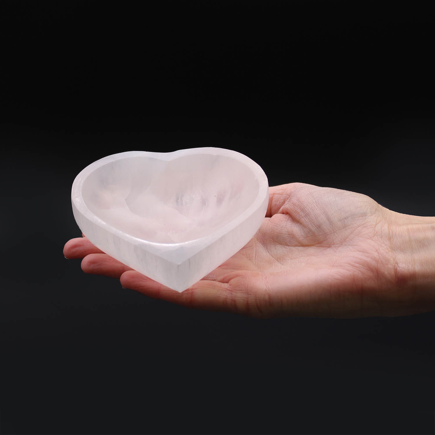 Natural Selenite Heart Bowl – 10cm Crystal Cleansing Dish3