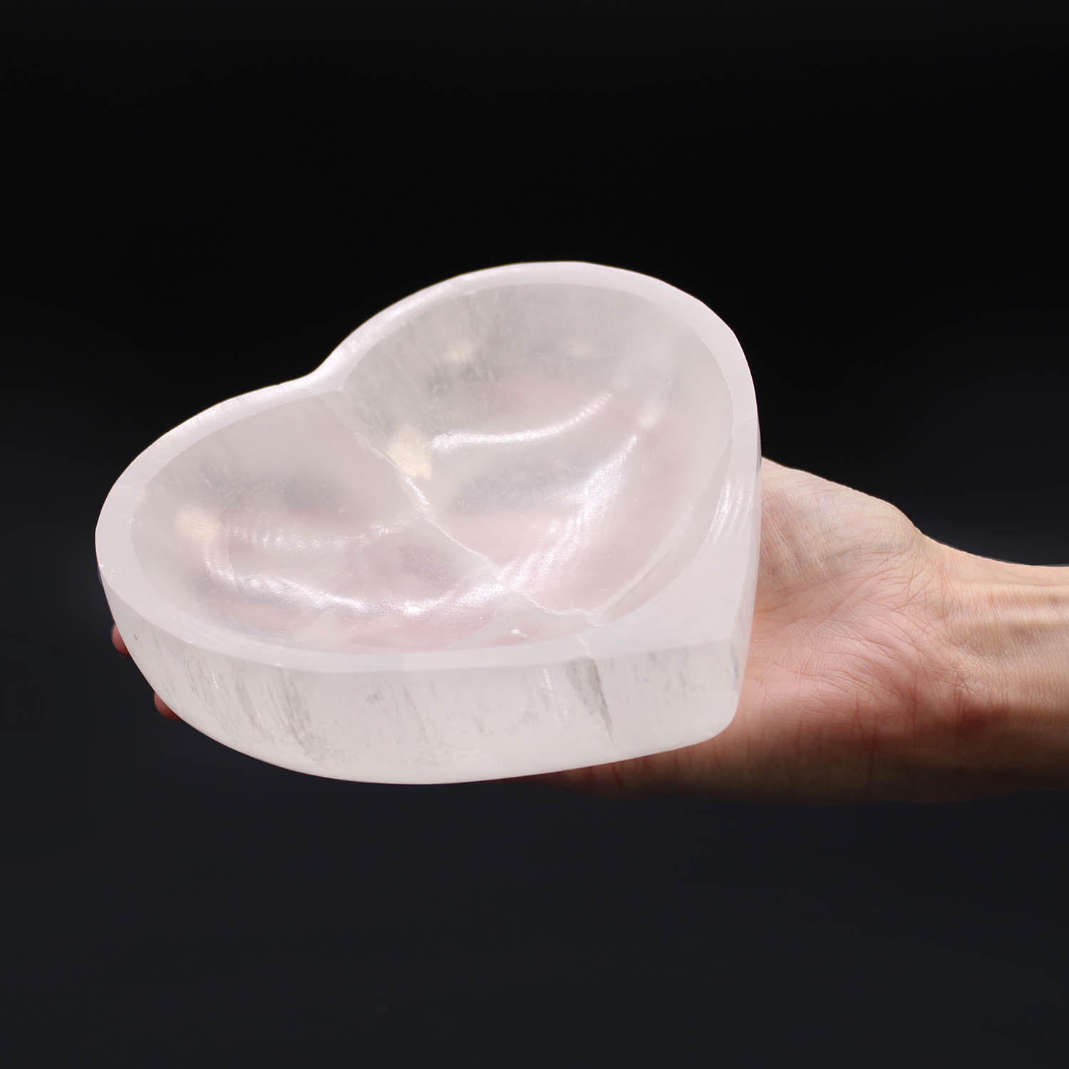 Natural Selenite Heart Bowl – 15cm Crystal Cleansing Dish3