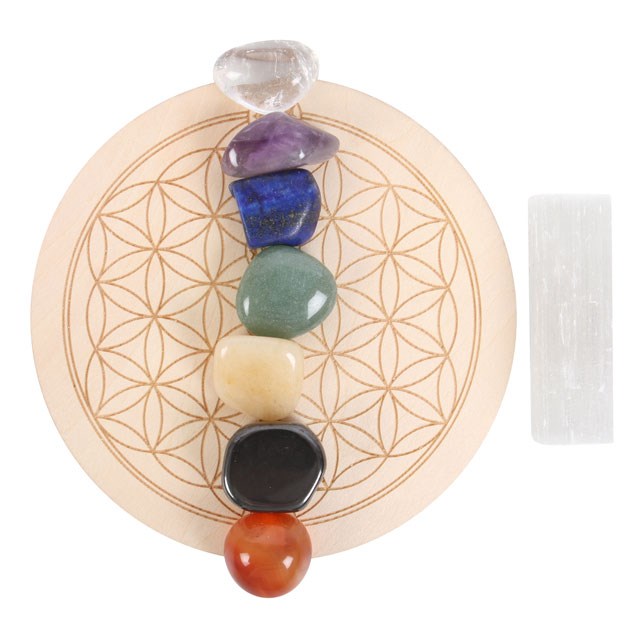 Chakra Crystal Grid Gift Set with Selenite Wand3
