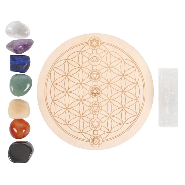 Chakra Crystal Grid Gift Set with Selenite Wand4