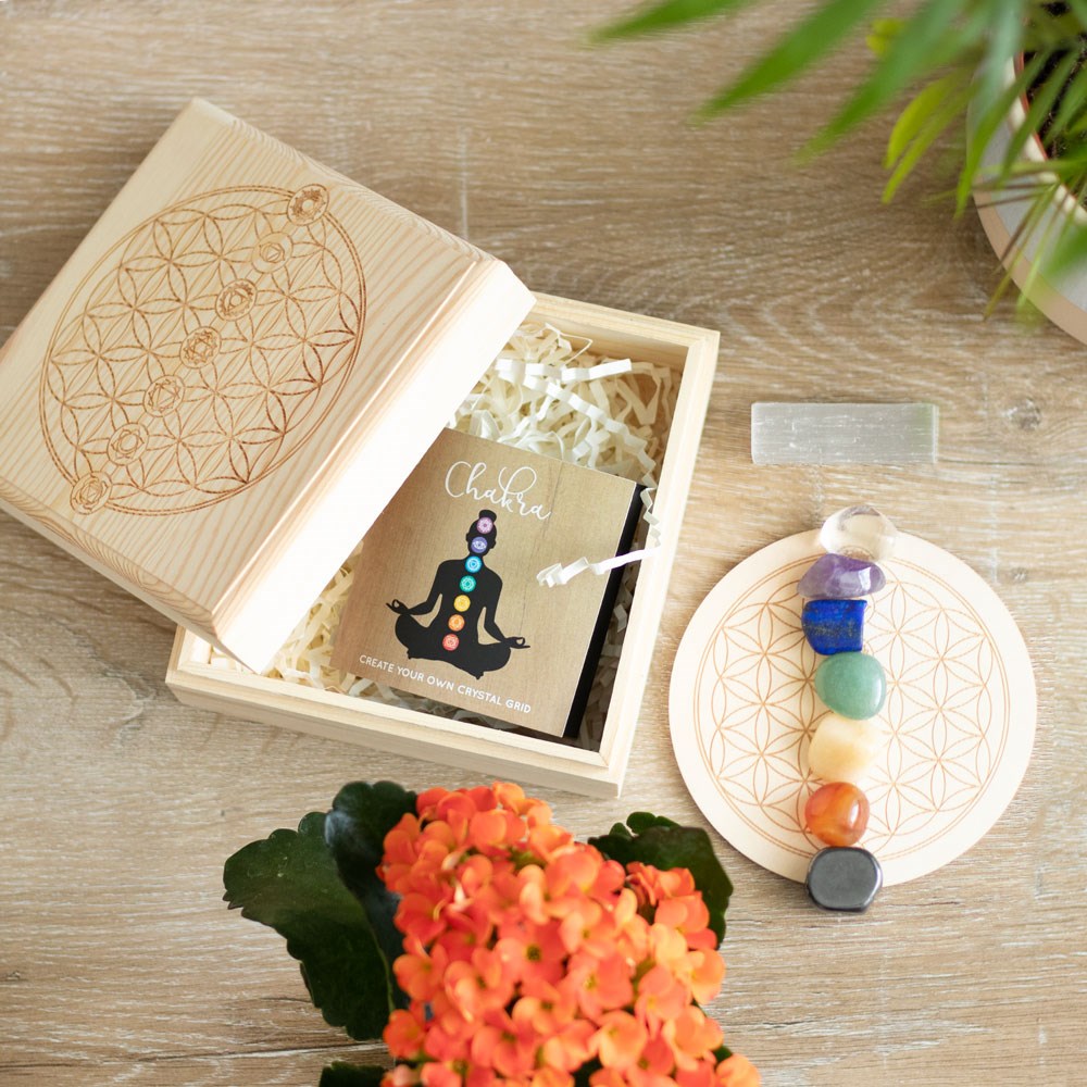 Chakra Crystal Grid Gift Set with Selenite Wand5