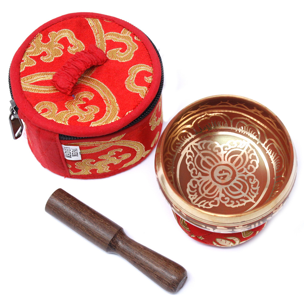 Authentic Nepalese Mini Singing Bowl Gift Set - Red1