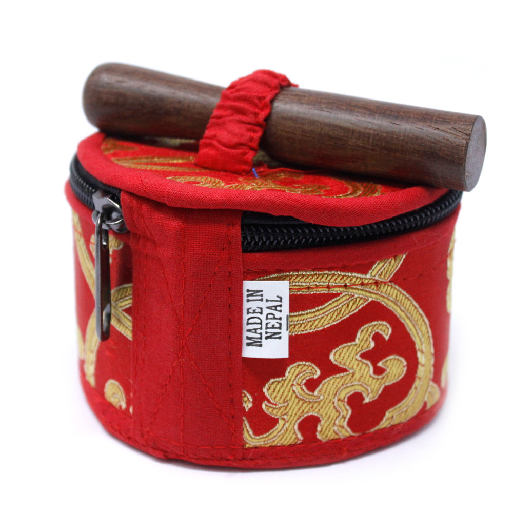 Authentic Nepalese Mini Singing Bowl Gift Set - Red2