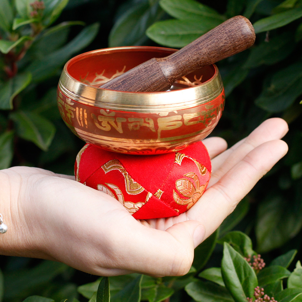 Authentic Nepalese Mini Singing Bowl Gift Set - Red3