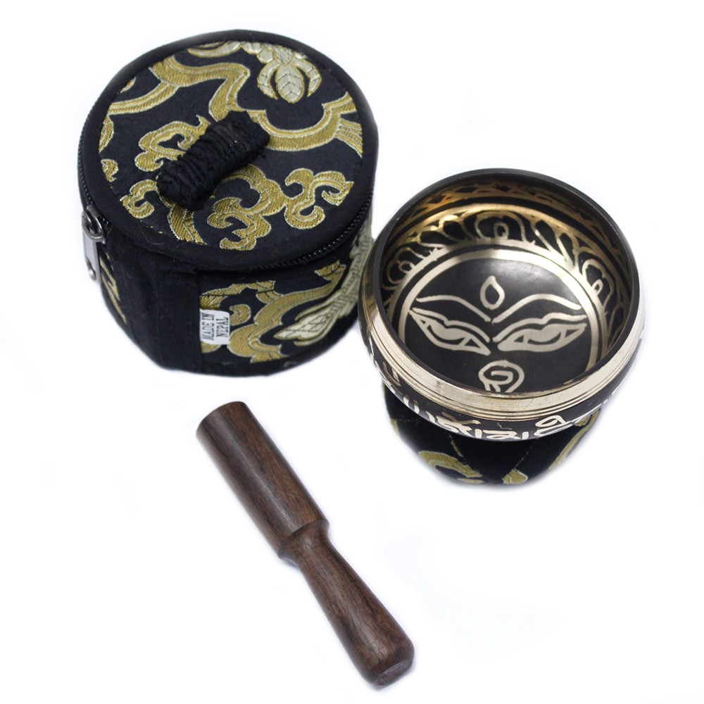 Authentic Nepalese Mini Singing Bowl Gift Set - Black1