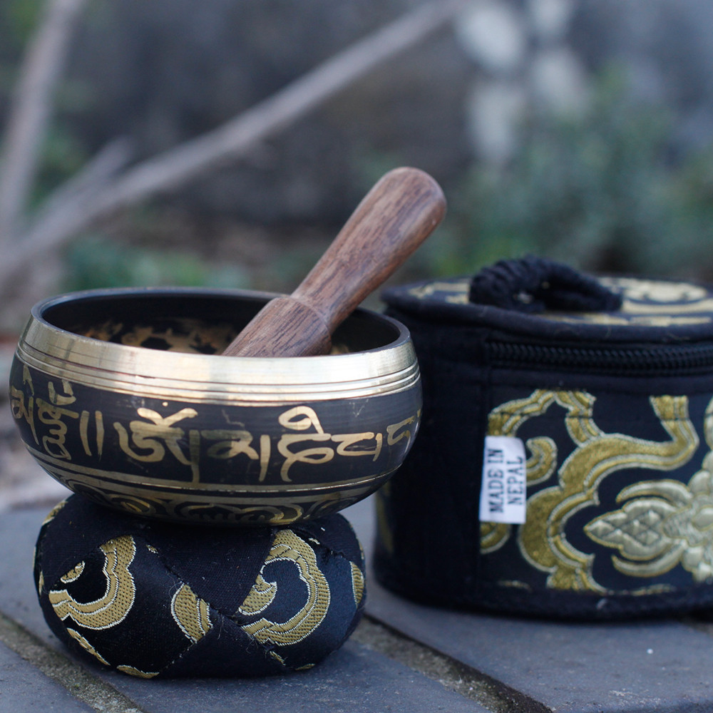 Authentic Nepalese Mini Singing Bowl Gift Set - Black5