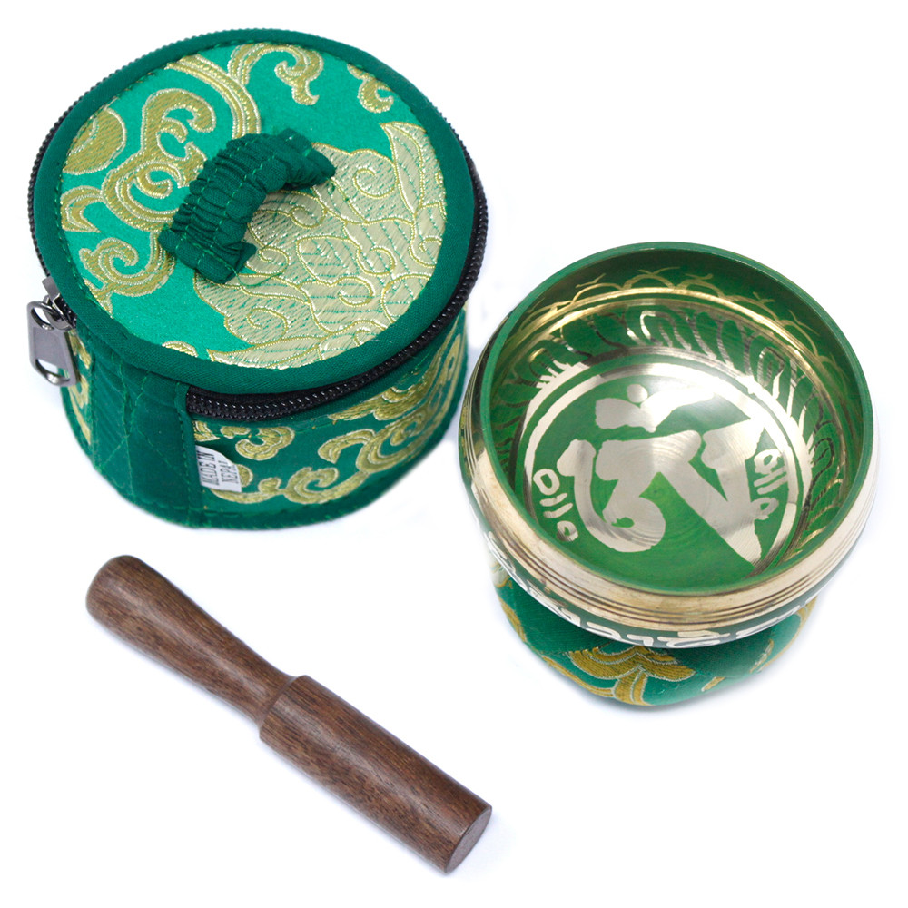 Authentic Nepalese Mini Singing Bowl Gift Set - Green1