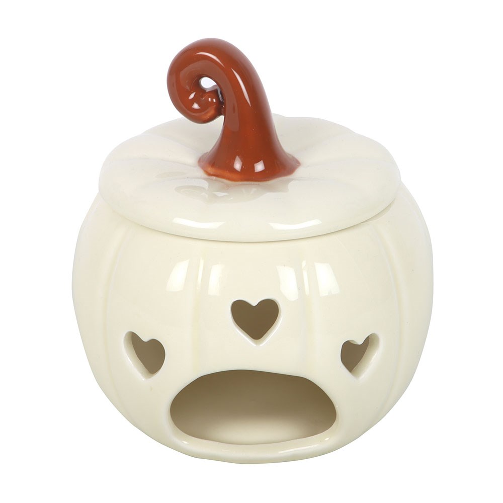White Curly Stem Pumpkin Oil Burner & Wax Warmer2