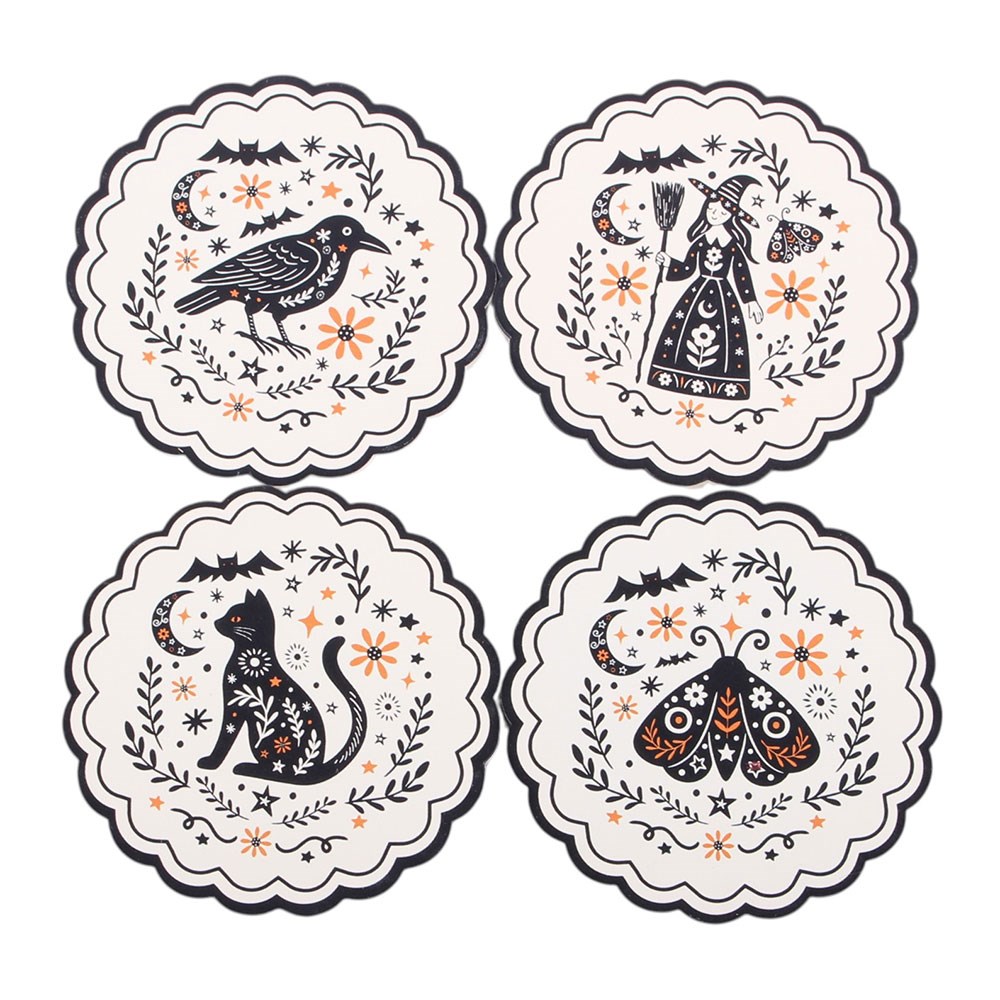 Frightful Folk Art Coaster Set (Set of 4)1