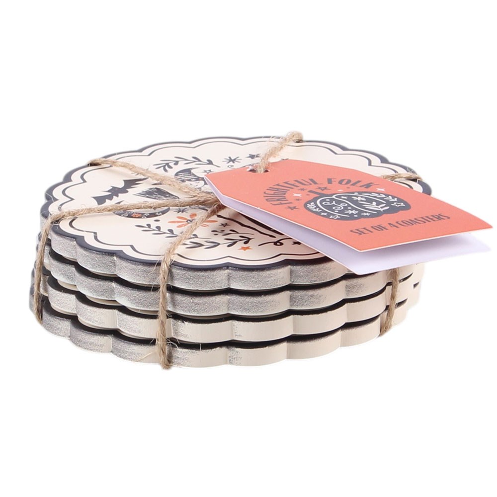 Frightful Folk Art Coaster Set (Set of 4)2