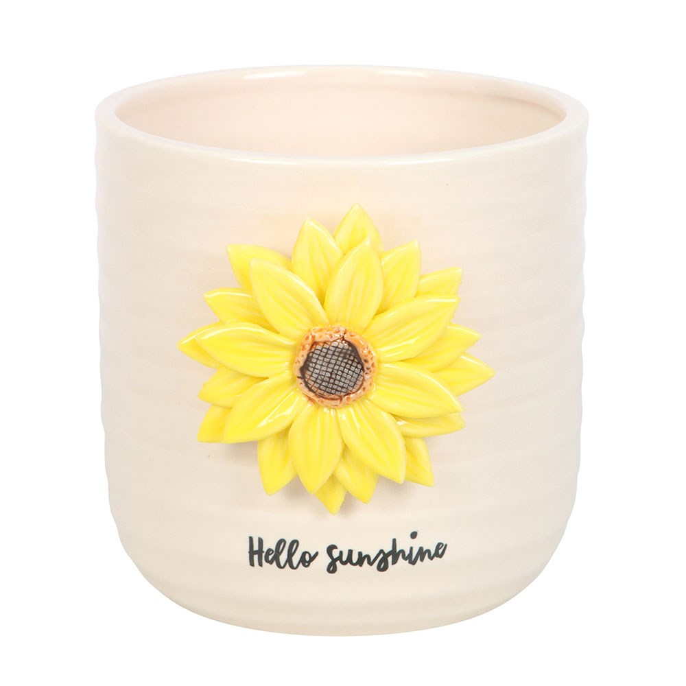 Hello Sunshine Ceramic Plant Pot with 3D Sunflower1