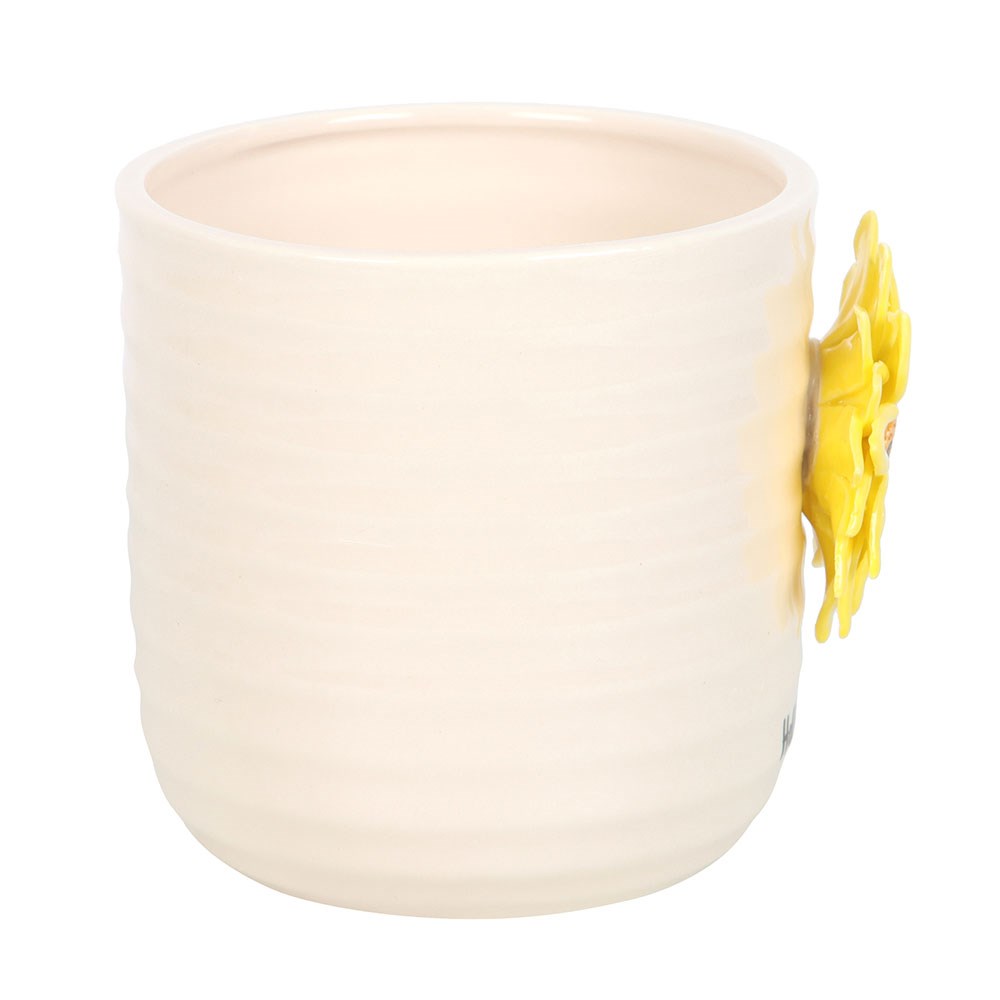 Hello Sunshine Ceramic Plant Pot with 3D Sunflower2
