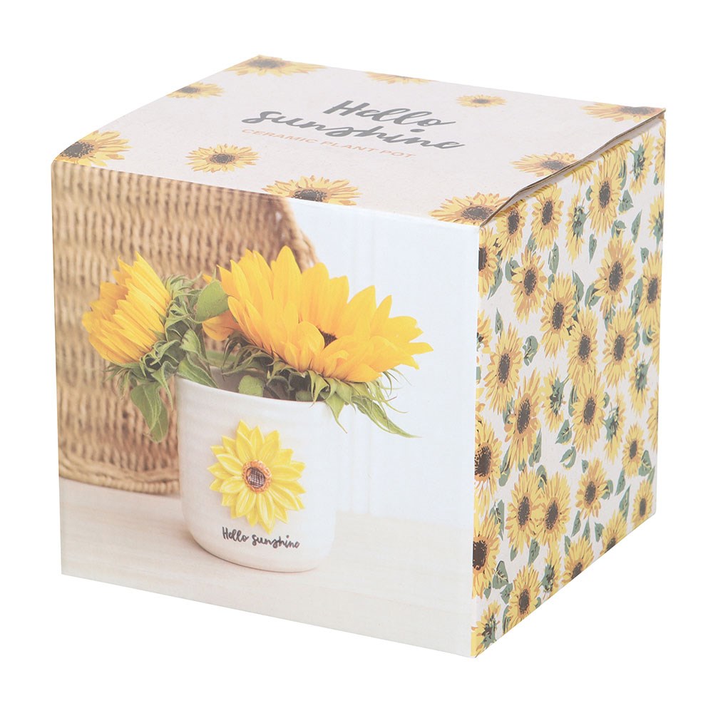 Hello Sunshine Ceramic Plant Pot with 3D Sunflower4