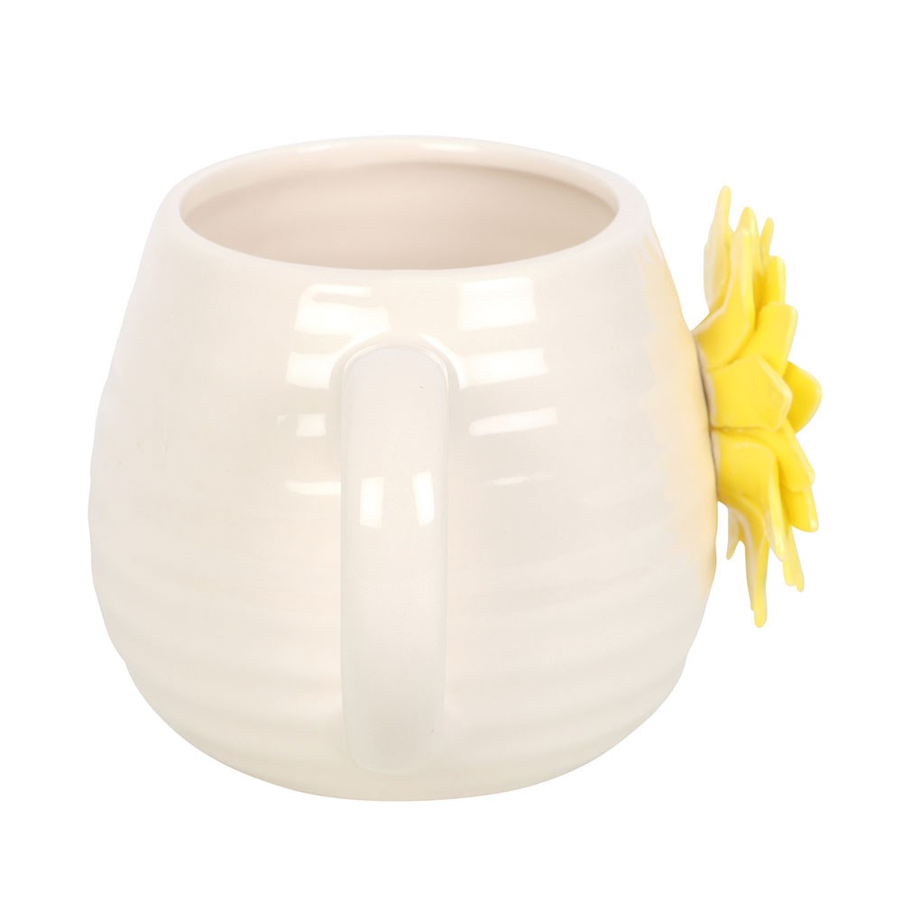 Hello Sunshine Ceramic Rounded Mug with 3D Sunflower2