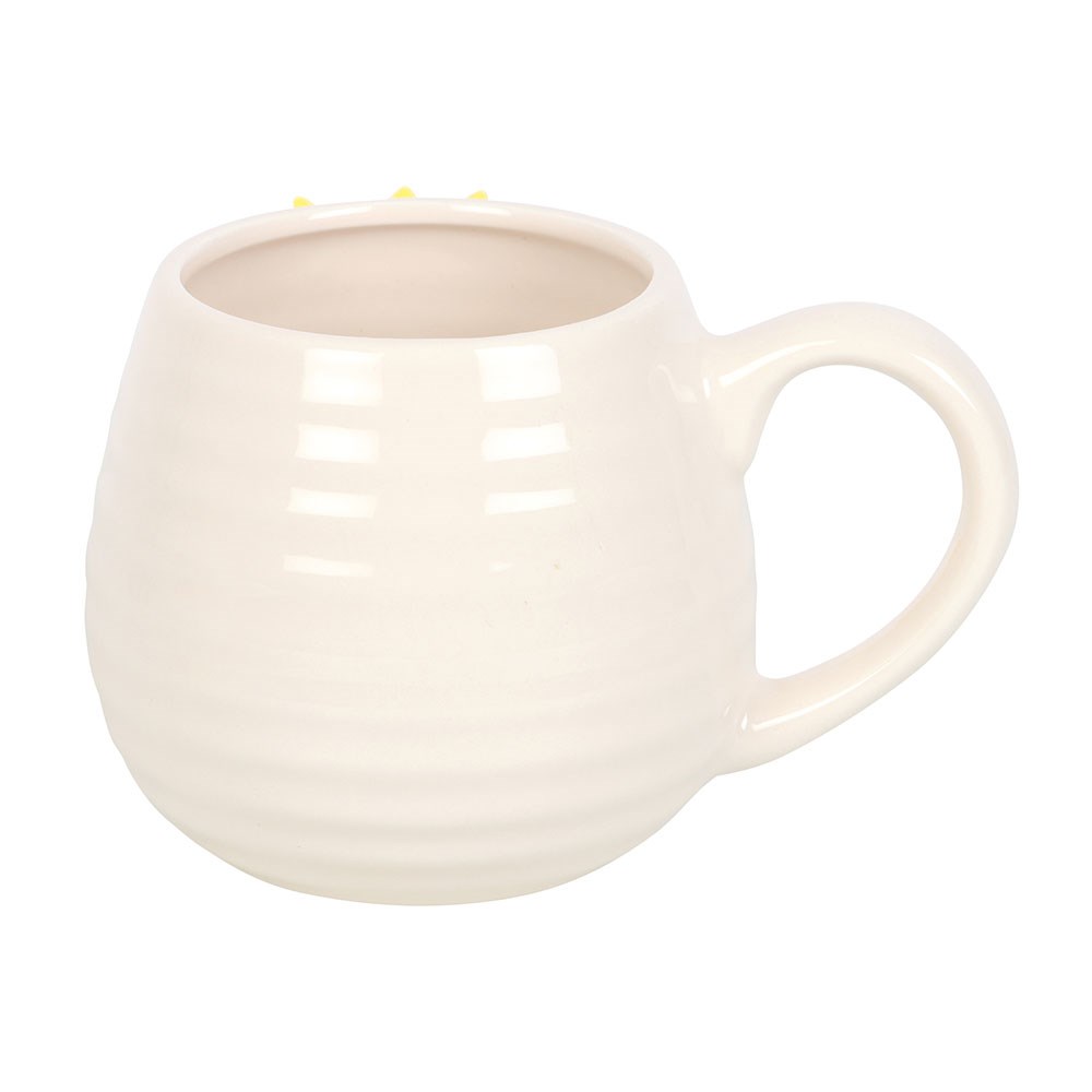 Hello Sunshine Ceramic Rounded Mug with 3D Sunflower3