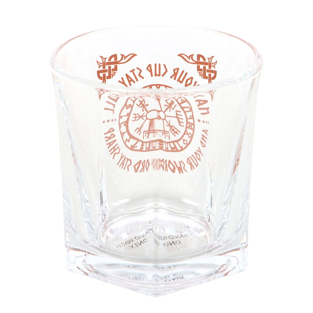 Viking Compass Lowball Drinking Glass with Coaster1