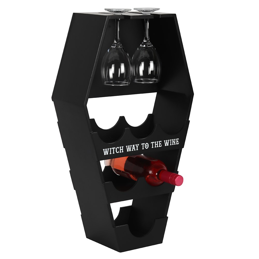 Black Coffin Wine Shelf - 'Witch Way to the Wine'1