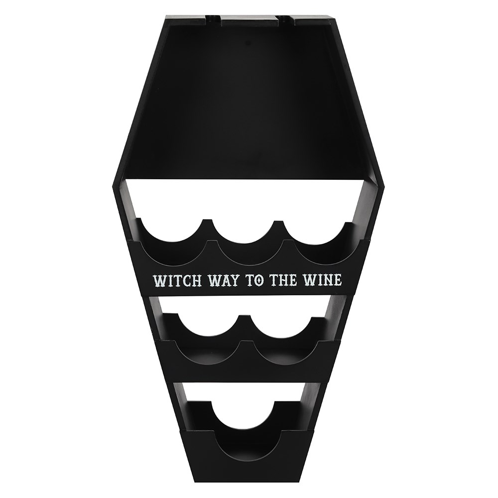 Black Coffin Wine Shelf - 'Witch Way to the Wine'2