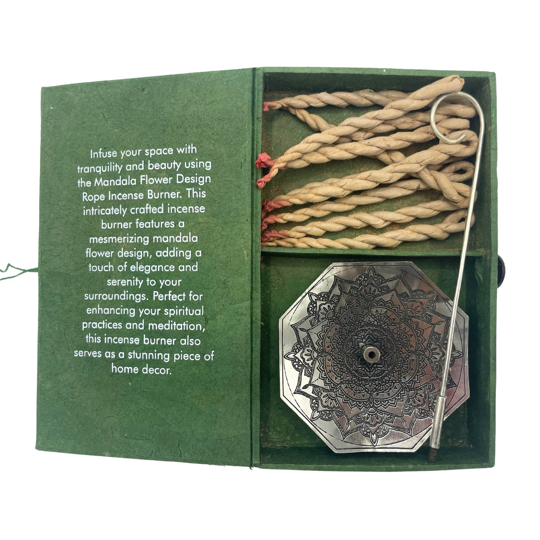 Mandala Art Rope Incense Gift Set with Silver-Plated Holder2