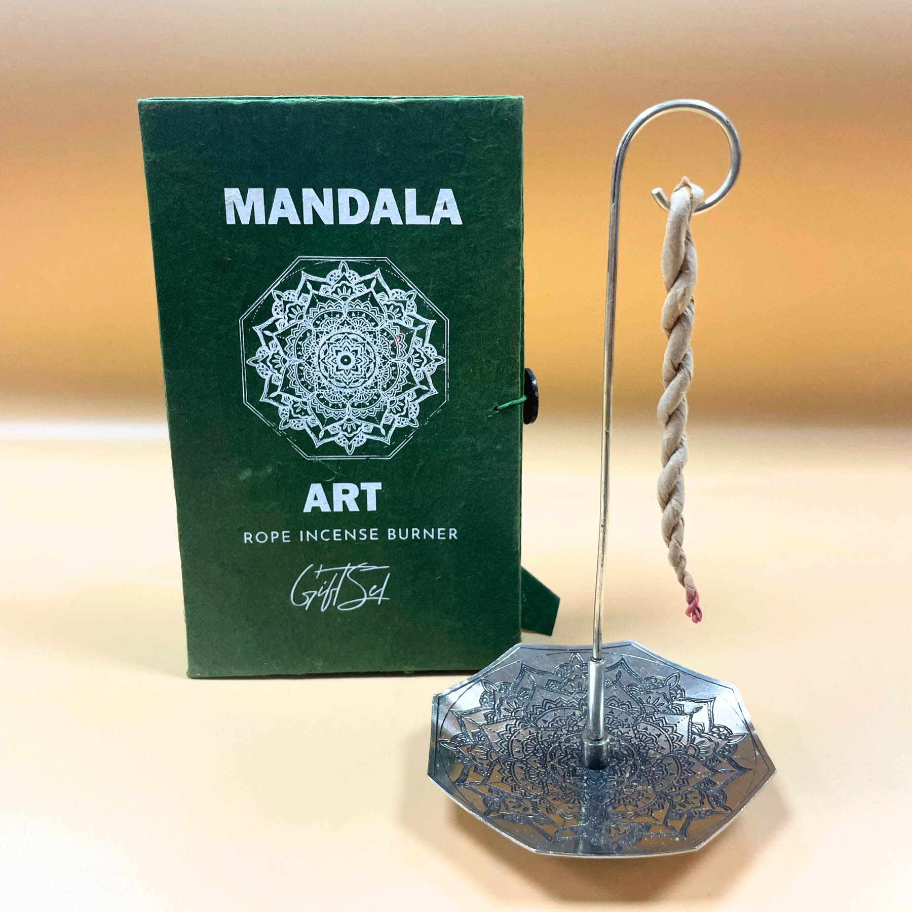 Mandala Art Rope Incense Gift Set with Silver-Plated Holder5