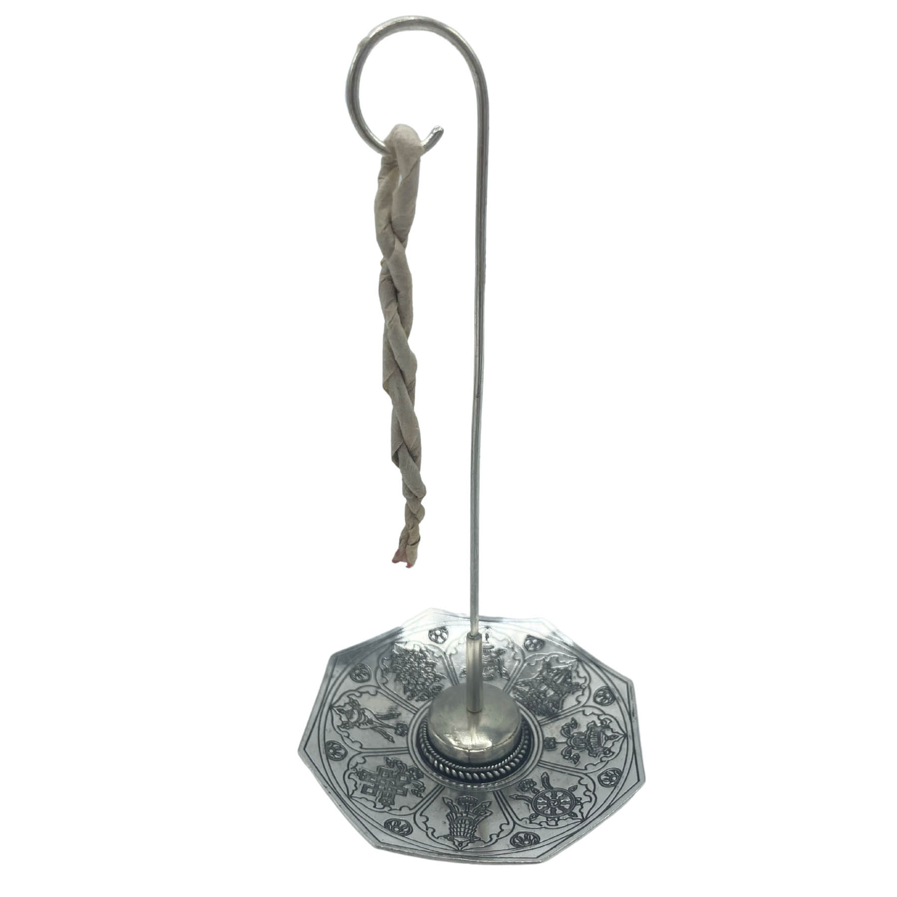 Austamangal Eight Auspicious Rope Incense Gift Set with Silver-Plated Holder1