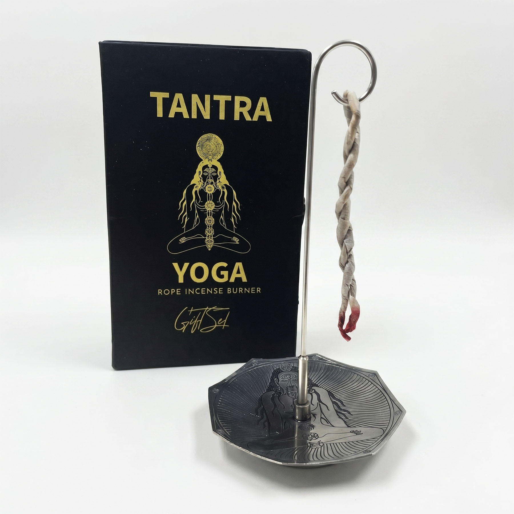 Tantra Yoga Rope Incense Gift Set with Silver-Plated Holder