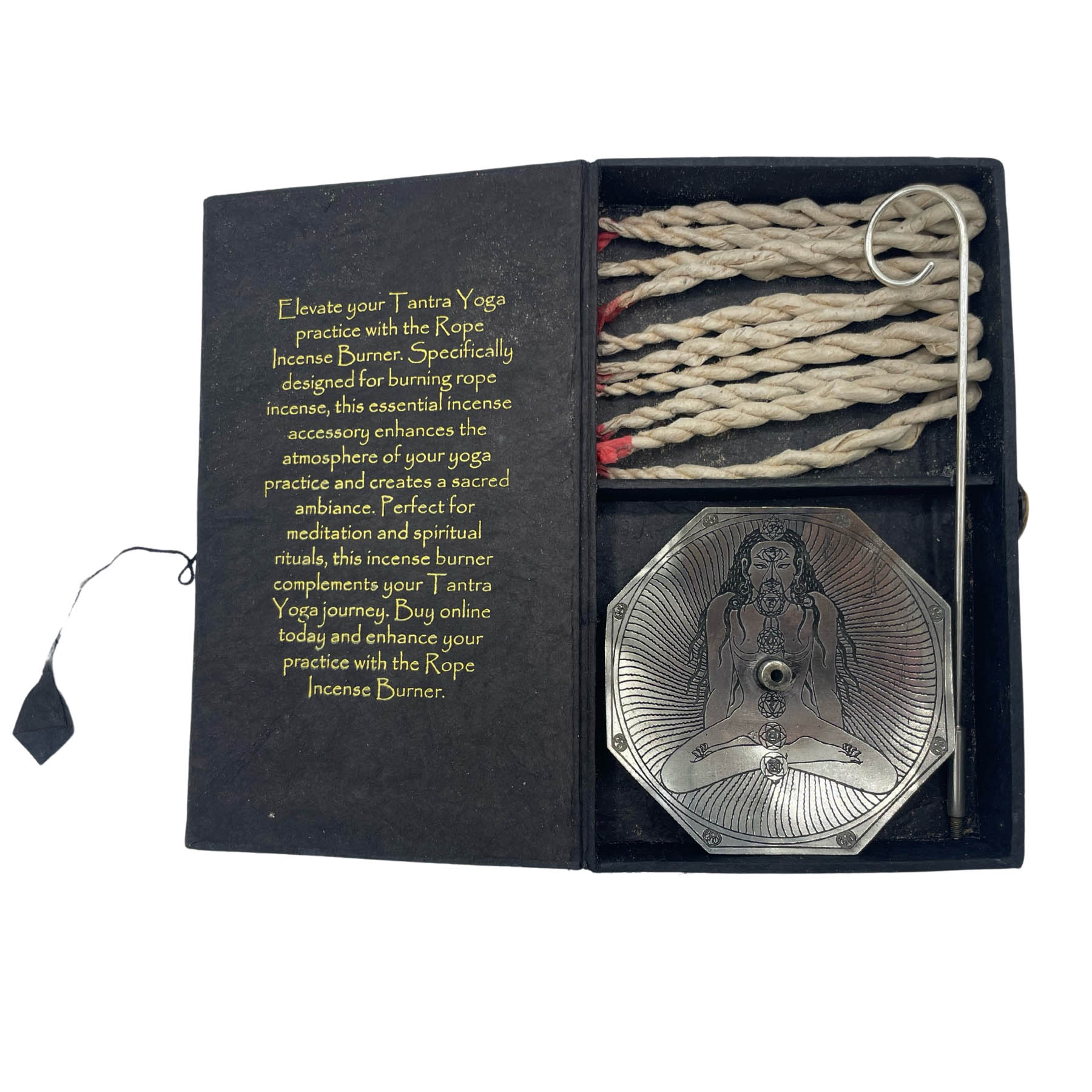Tantra Yoga Rope Incense Gift Set with Silver-Plated Holder2