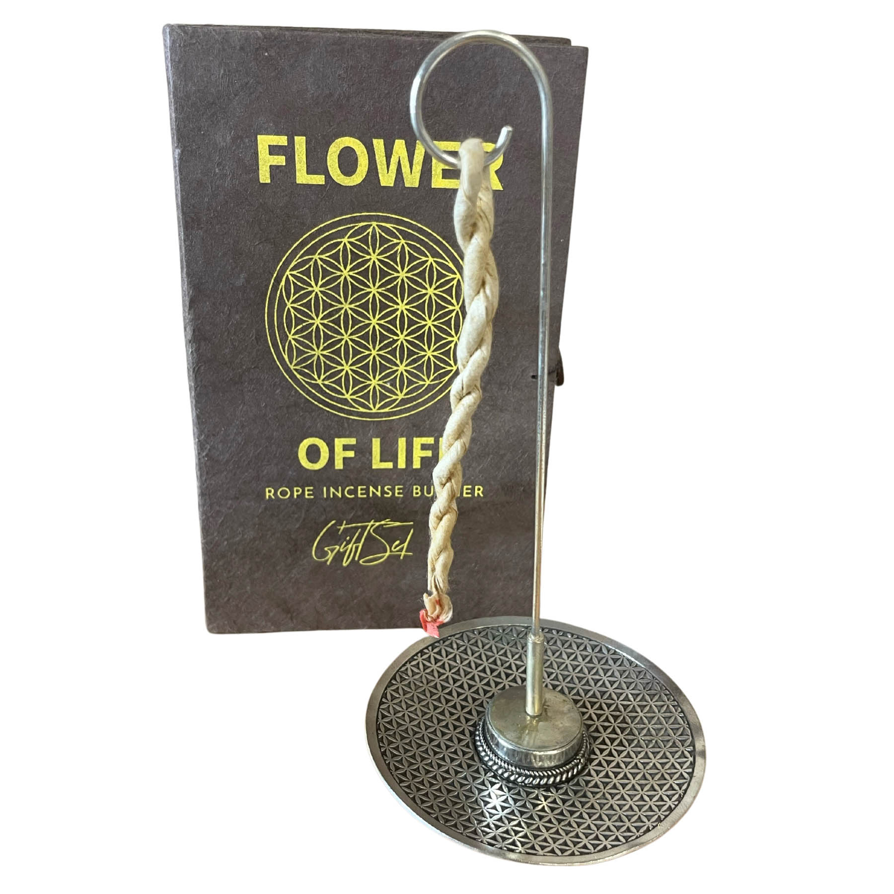 Flower of Life Rope Incense Gift Set with Silver-Plated Holder