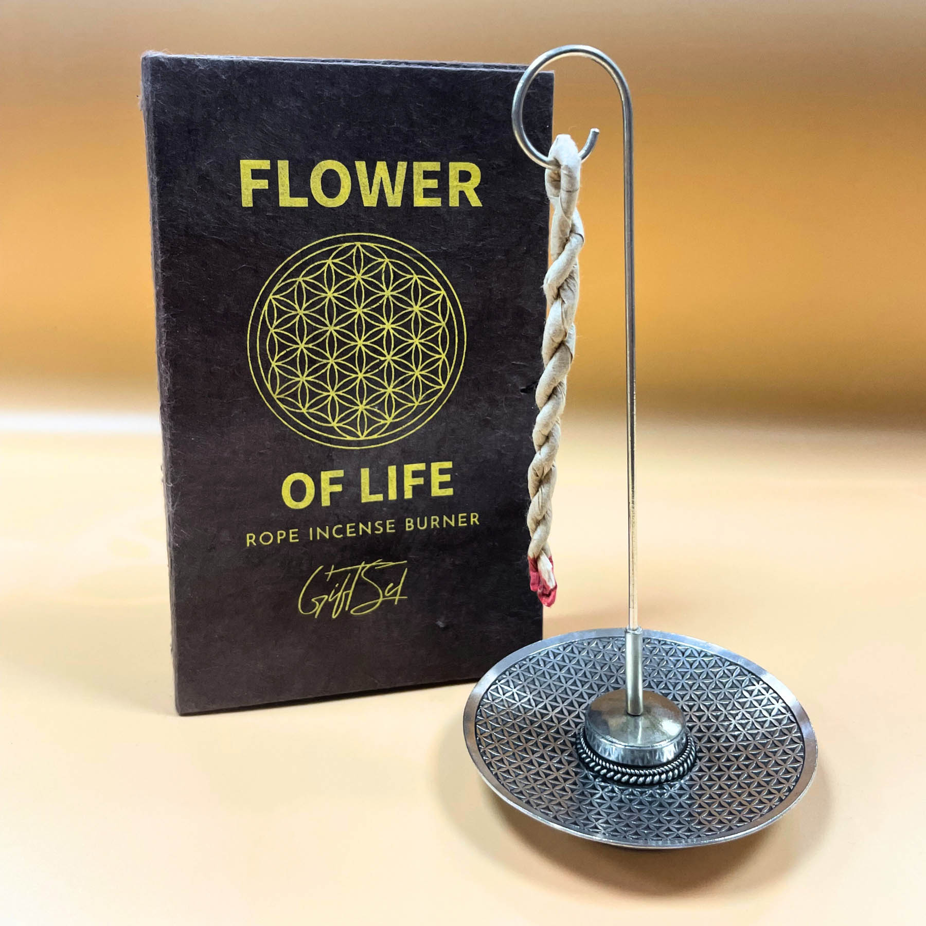 Flower of Life Rope Incense Gift Set with Silver-Plated Holder6