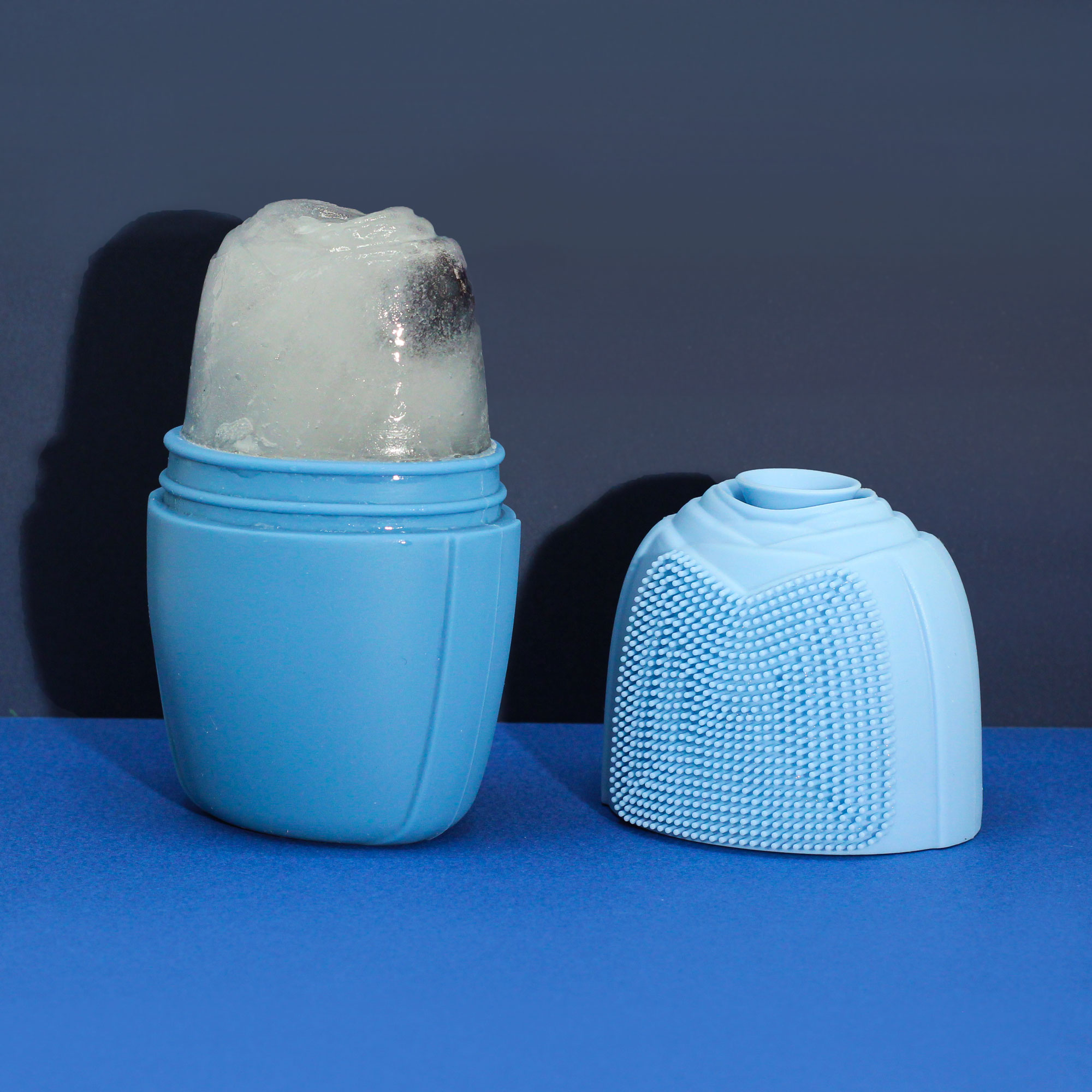 3-in-1 Blue Silicone Ice Face Roller & Cleansing Brush2