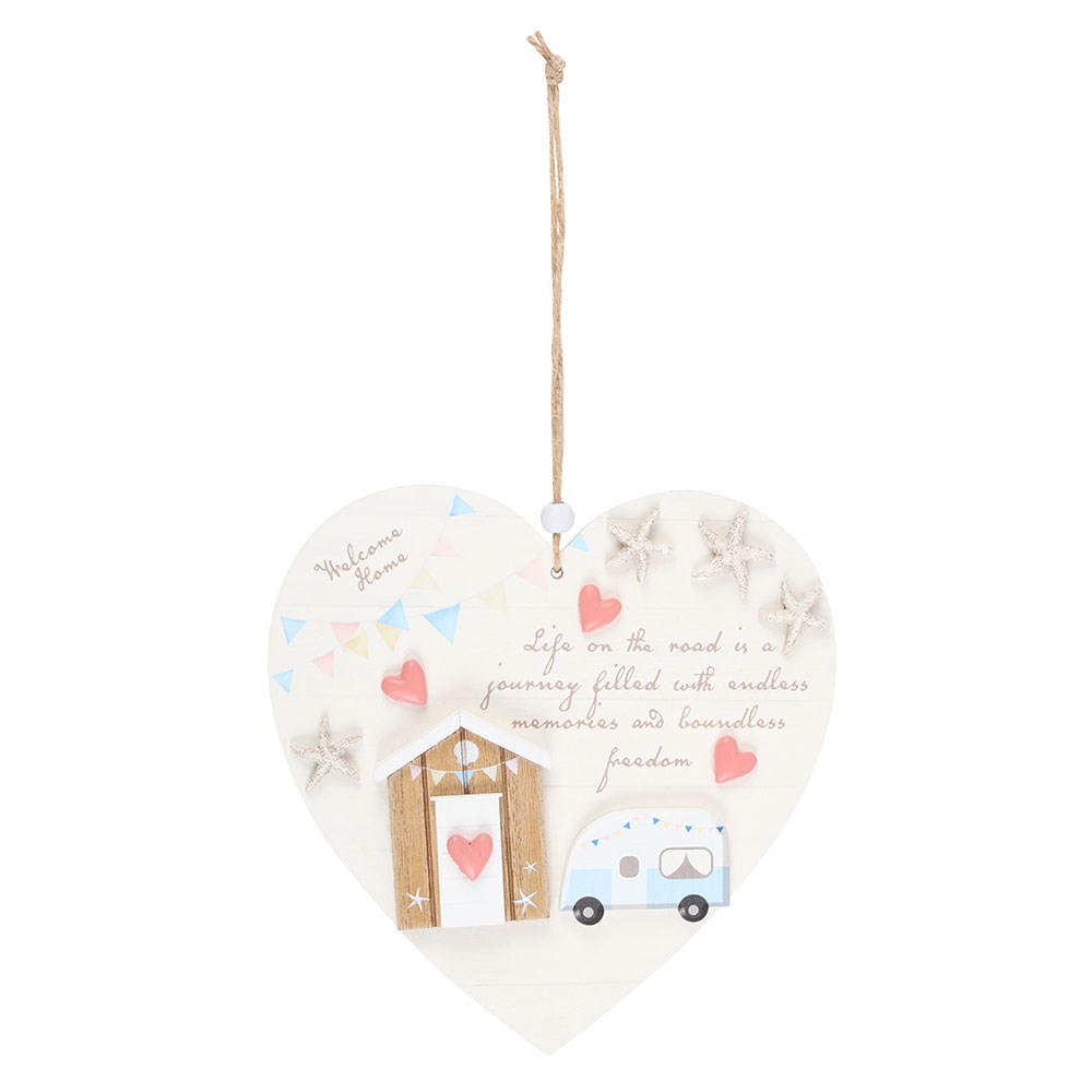 Life on the Road 3D Campervan Hanging Heart Plaque1