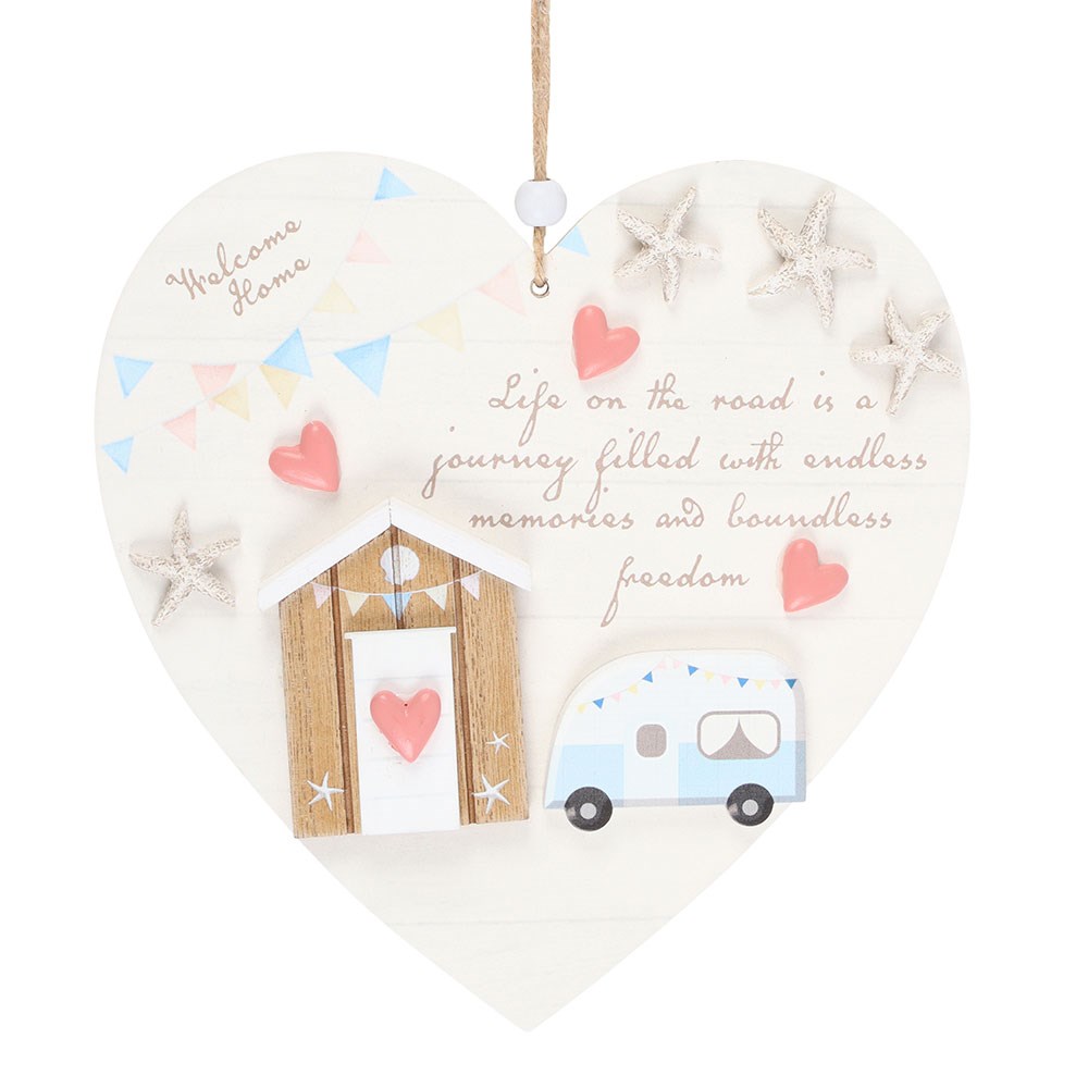 Life on the Road 3D Campervan Hanging Heart Plaque2