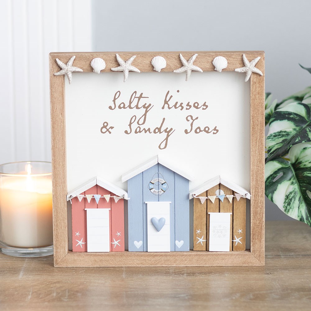 Salty Kisses & Sandy Toes 3D Beach Hut Wall Plaque