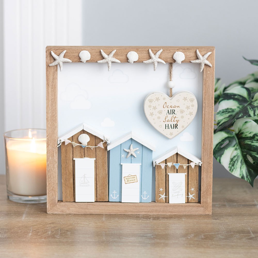 Ocean Air Salty Hair 3D Beach Hut Wall Plaque