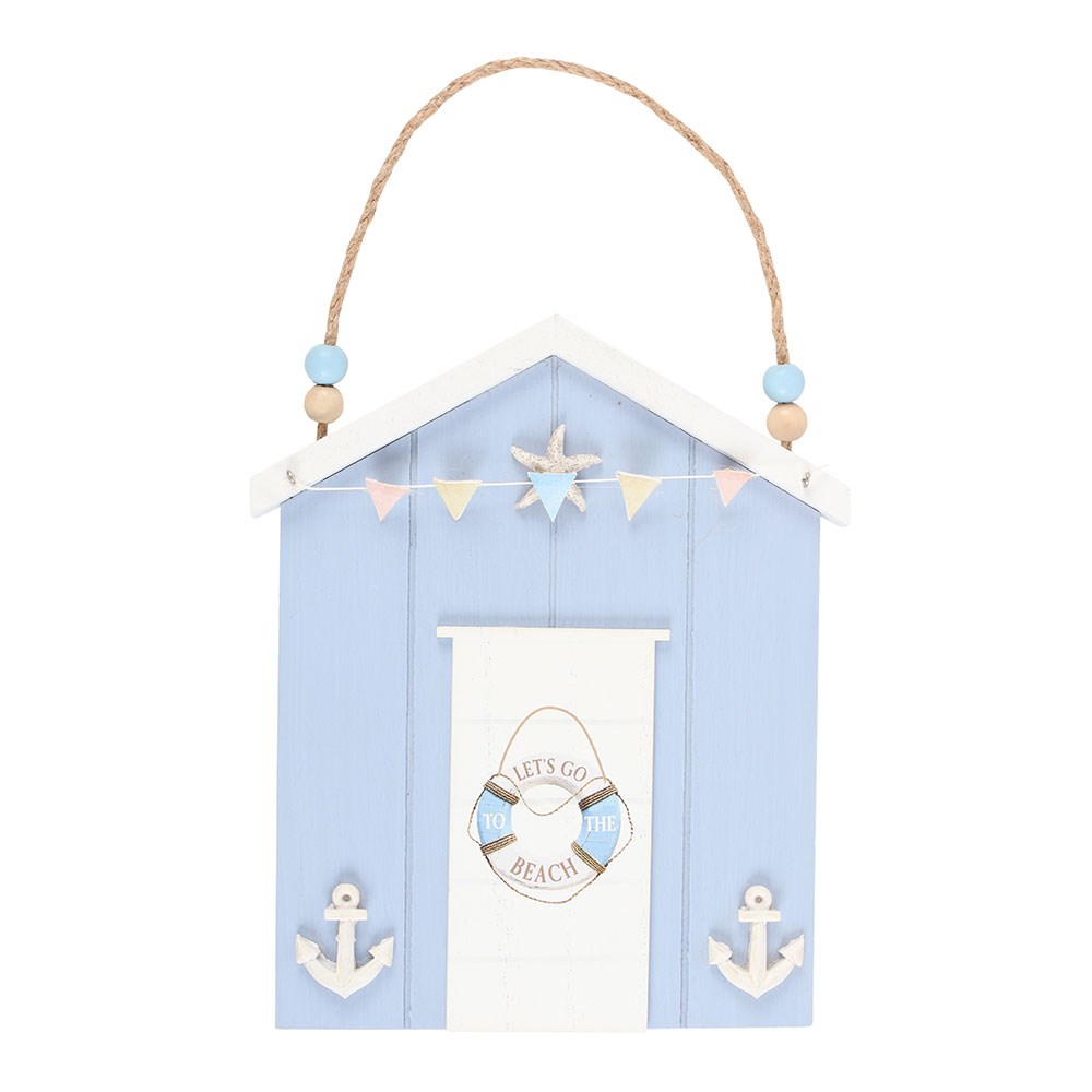 Nautical Blue Beach Hut Wooden Wall Plaque1