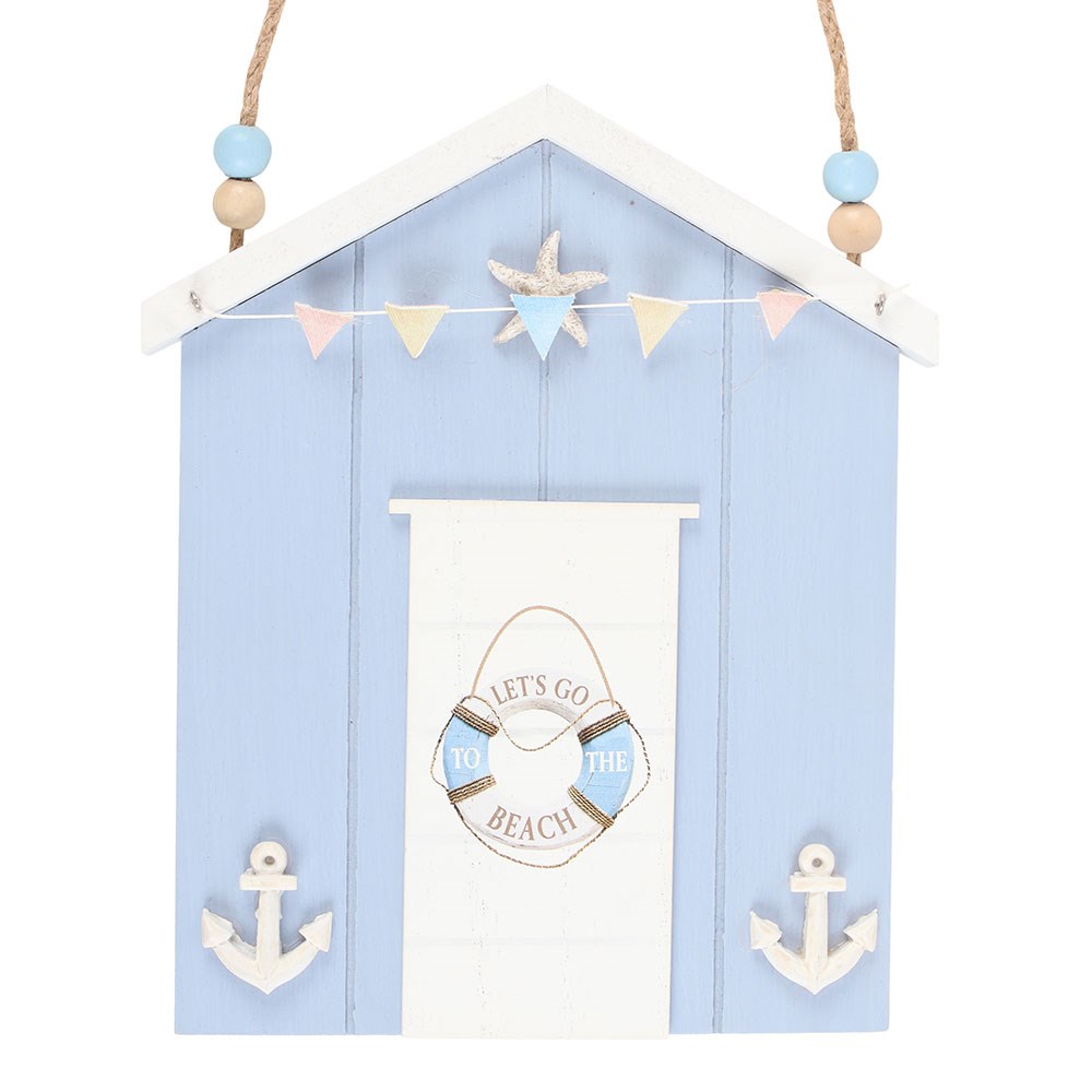Nautical Blue Beach Hut Wooden Wall Plaque2