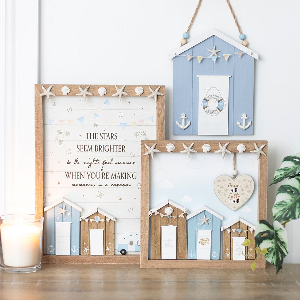 Nautical Blue Beach Hut Wooden Wall Plaque4