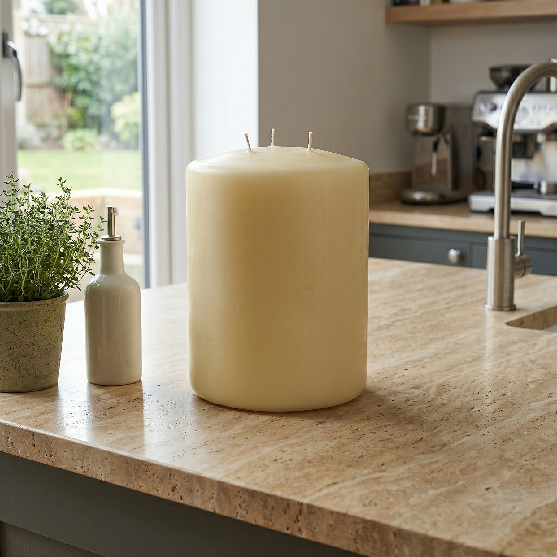 Large Ivory 3-Wick Church Candle – 200x150mm1