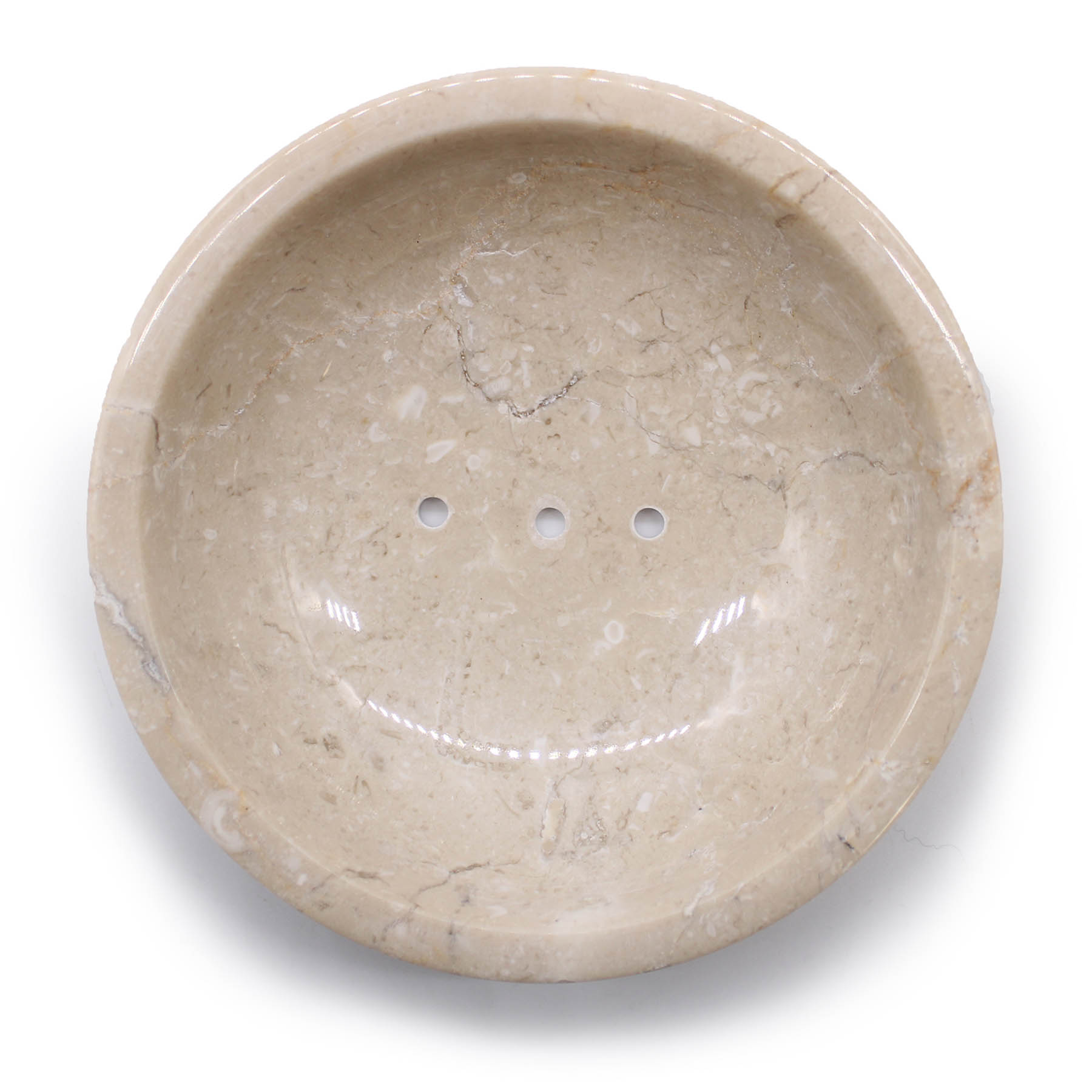 Natural Round Honey Marble Soap Dish with Drainage1
