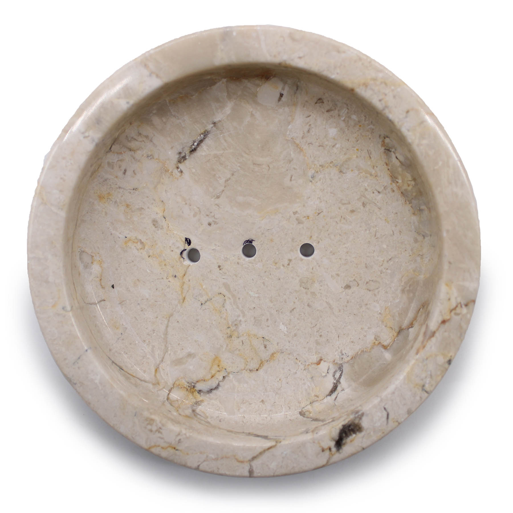 Natural Flat Round Honey Marble Soap Dish with Drainage1