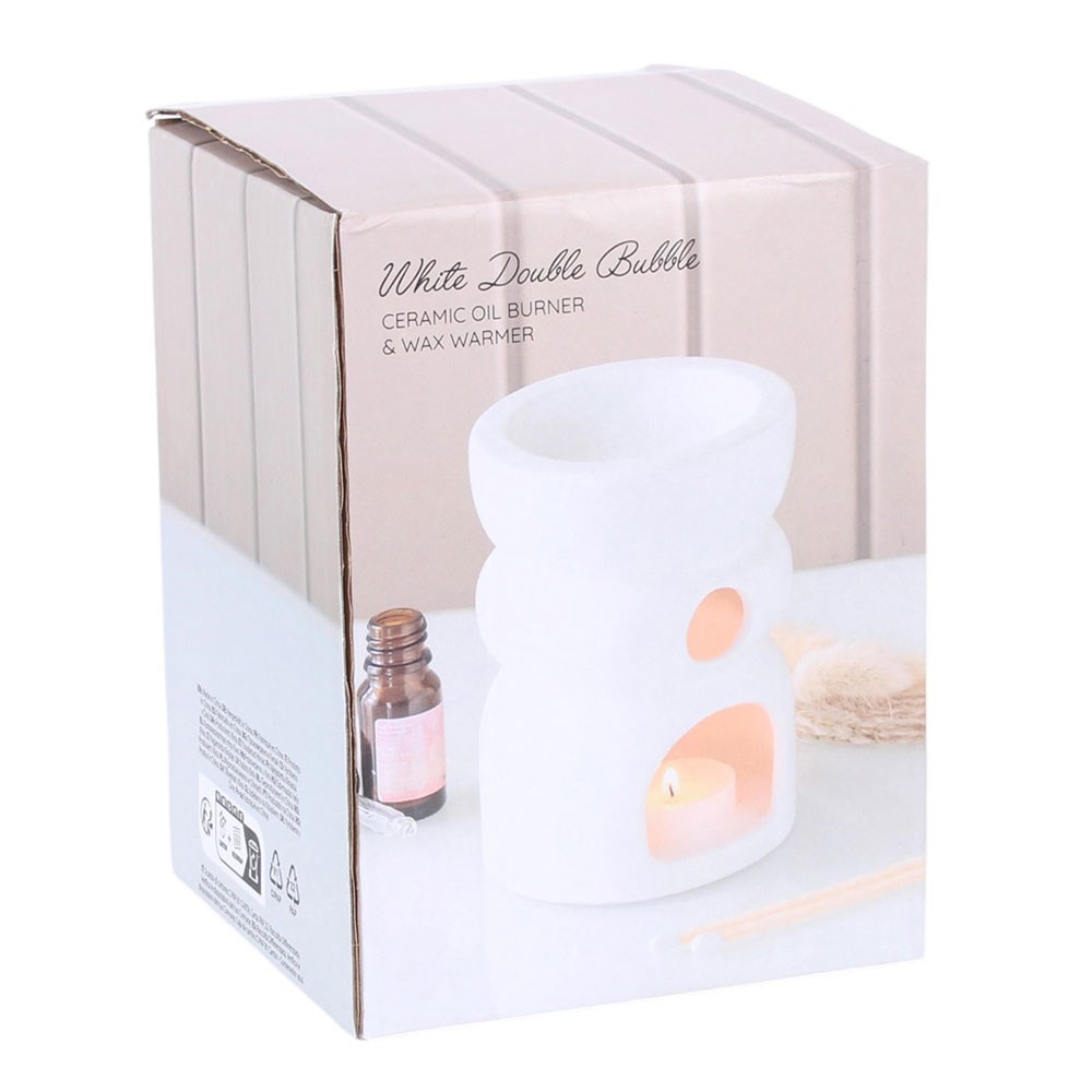 White Double Bubble Ceramic Oil Burner & Wax Warmer4
