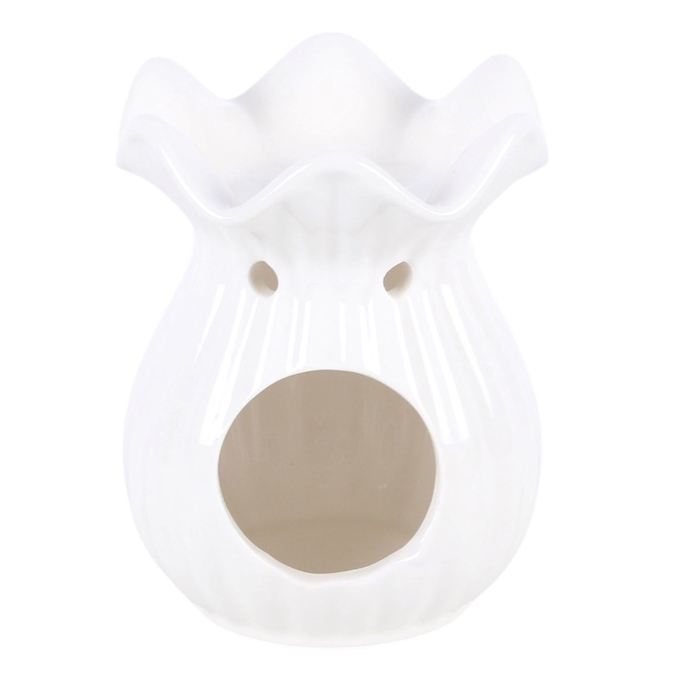 White Pleated Flare Ceramic Oil Burner2