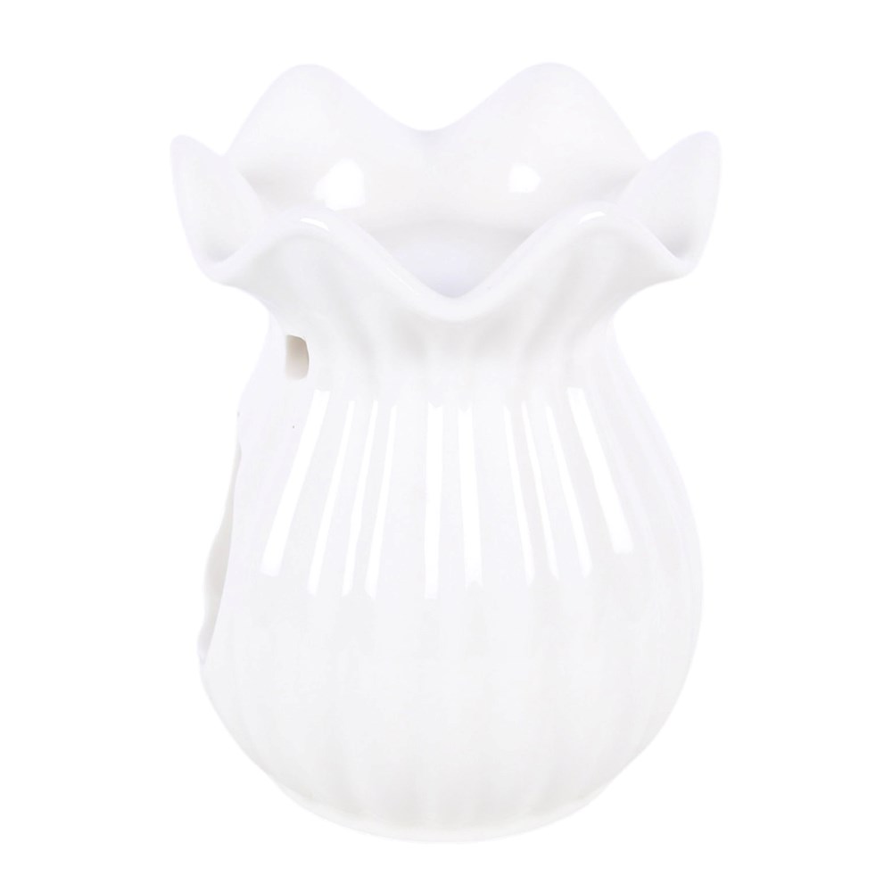 White Pleated Flare Ceramic Oil Burner3