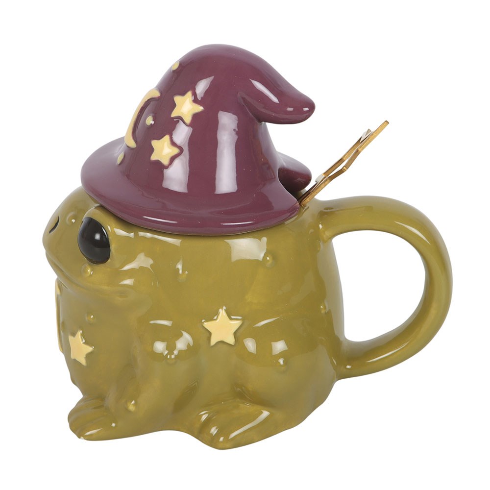Magic Toad Ceramic Mug with Witch Hat Lid & Star Spoon3