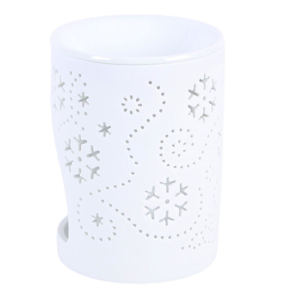 White Cut Out Snowflake Ceramic Oil Burner & Wax Warmer2
