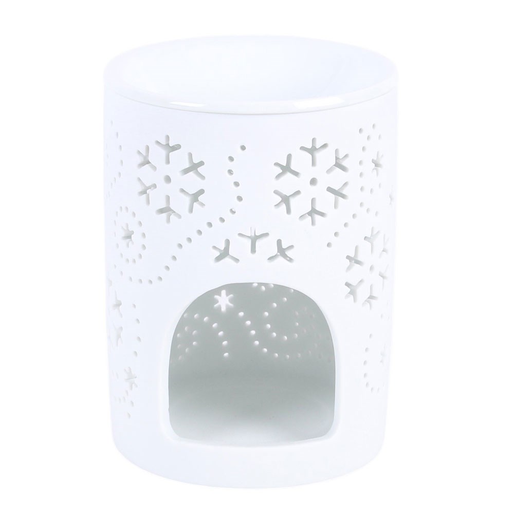 White Cut Out Snowflake Ceramic Oil Burner & Wax Warmer3