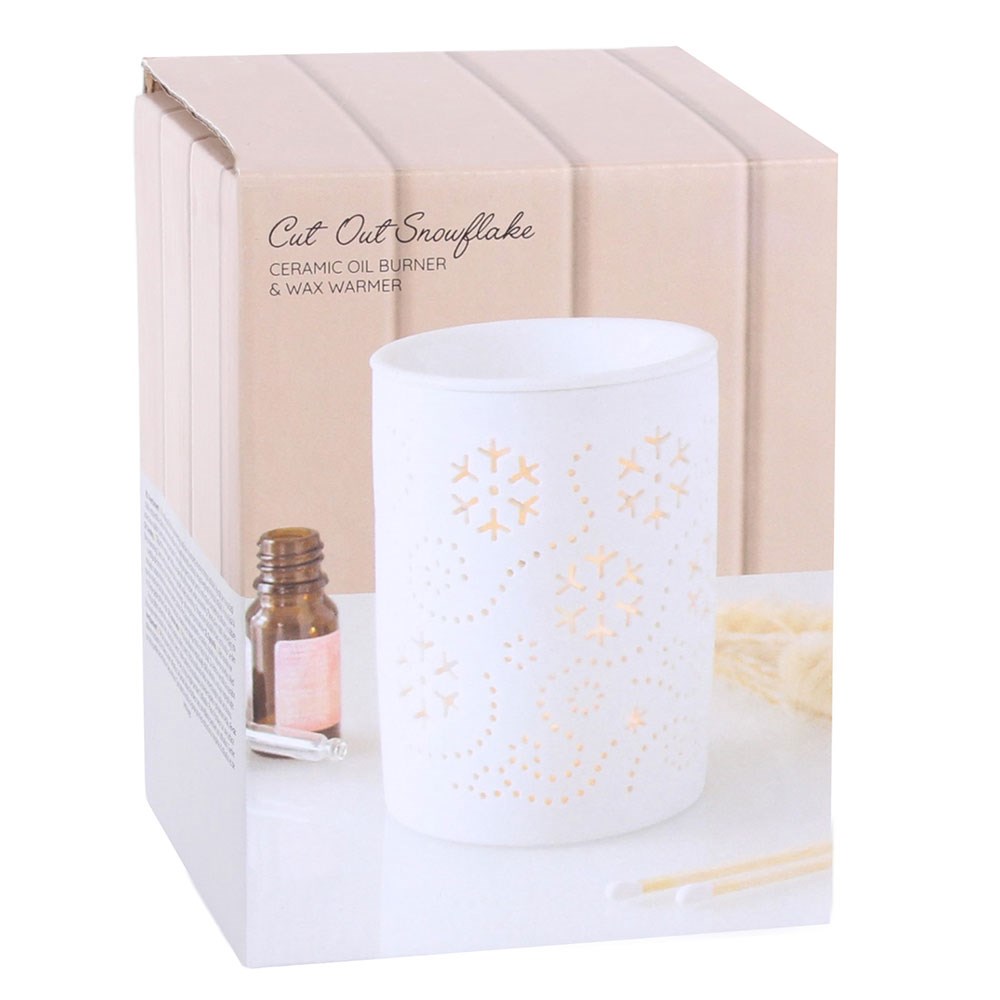 White Cut Out Snowflake Ceramic Oil Burner & Wax Warmer4