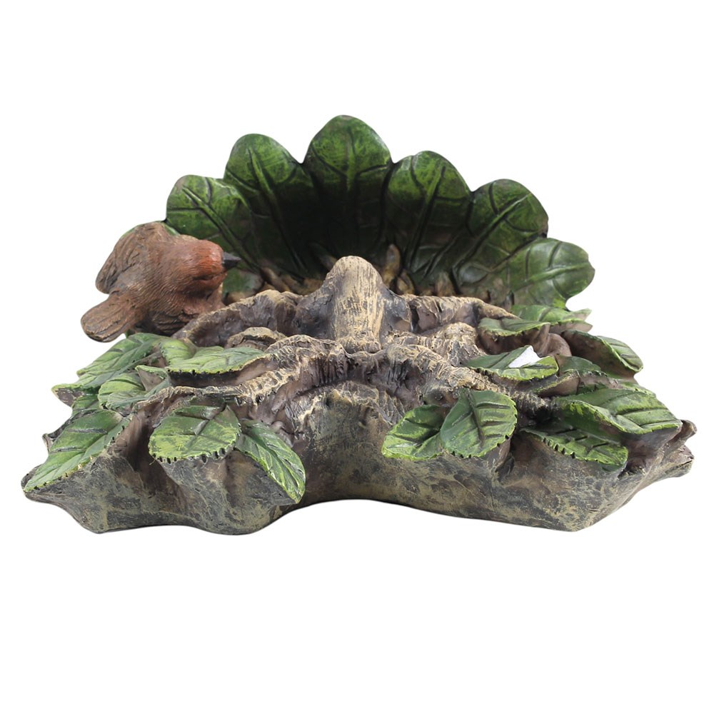 Green Man Resin Wall Bird Bath with Perched Bird (24.5cm)1