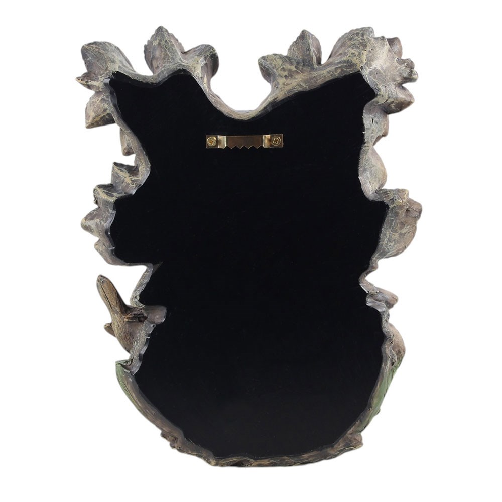 Green Man Resin Wall Bird Bath with Perched Bird (24.5cm)2